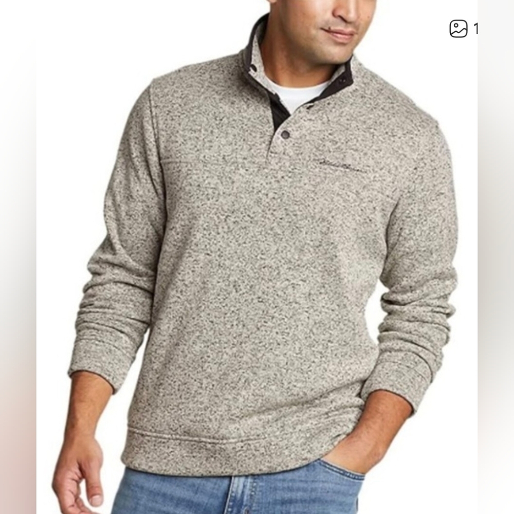 Eddie Bauer Men's  Radiator Fleece Snap Mock Pullover In Gray